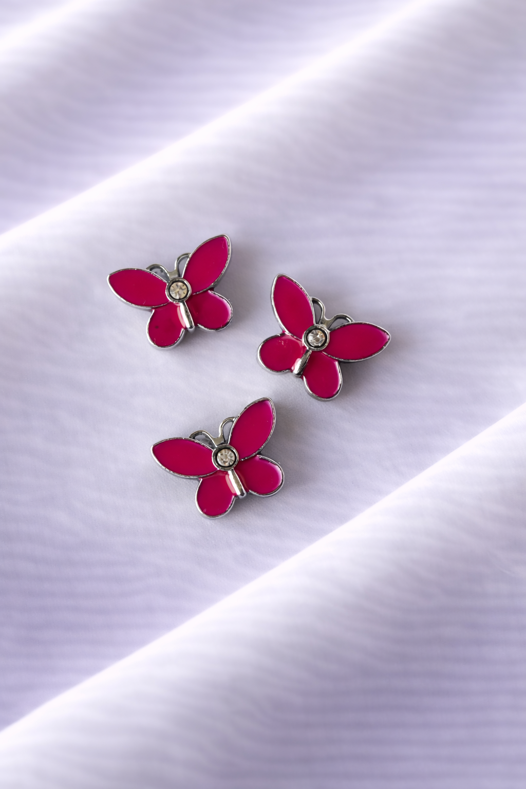 Pink Butterfly with Rhinestone Center